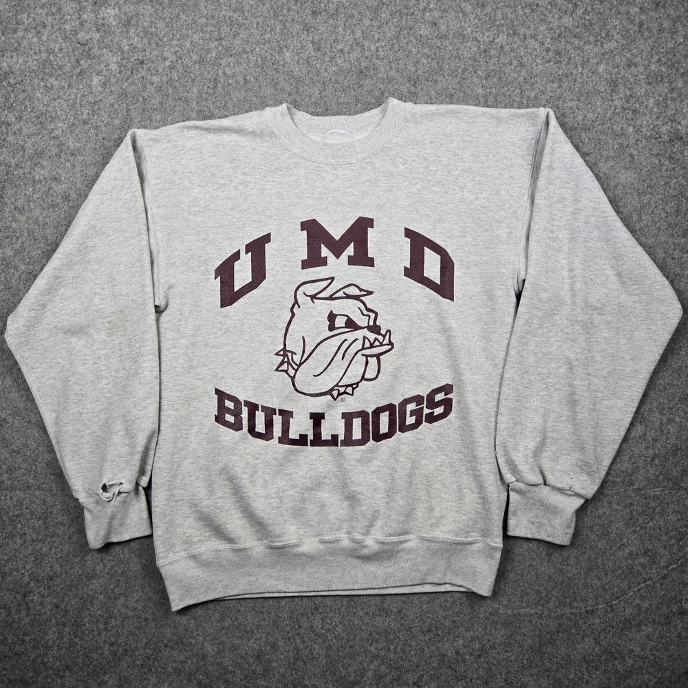 Vintage Champion Sweatshirt Men Large Gray UMD Bulldogs University Minnesota 90s